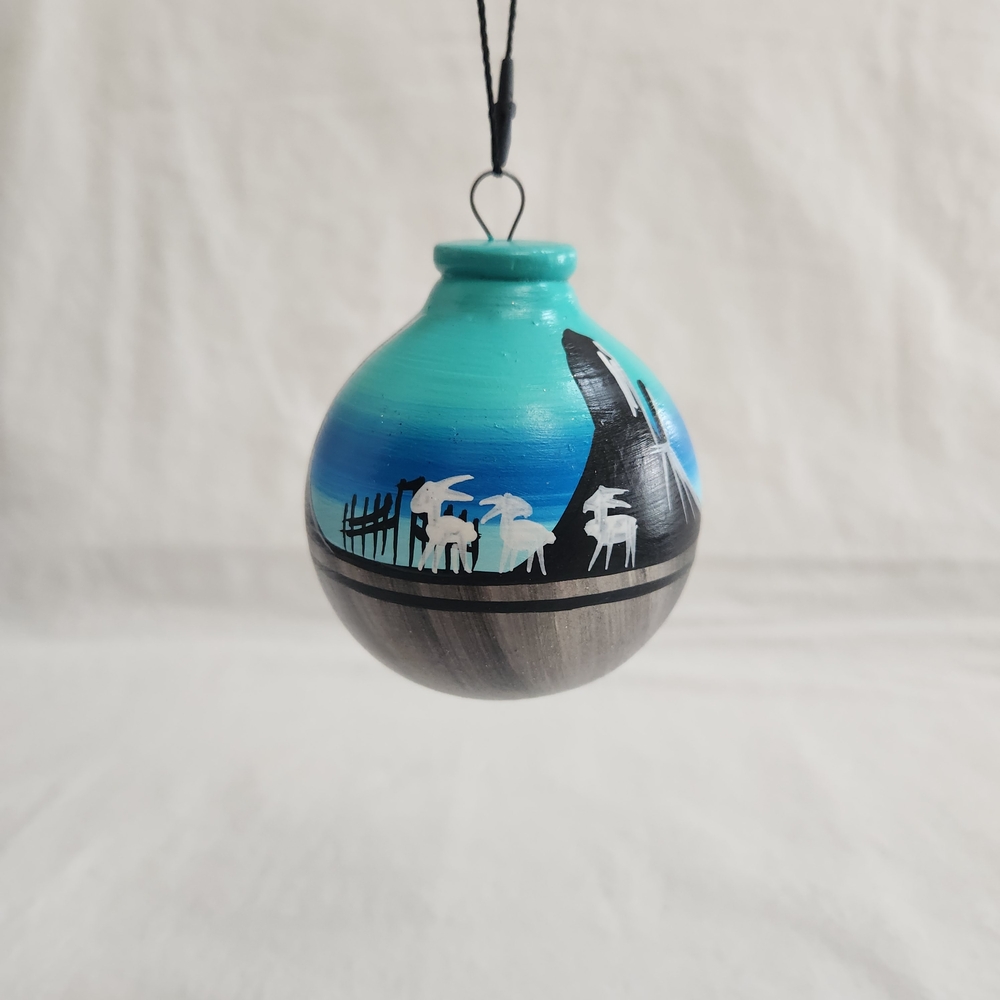 Navajo Blue Gray Christmas Ball Ornament